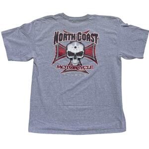 Vintage North Coast Motorcycle Biker Skull Bullet Hole Toledo Ohio Shirt Size XL